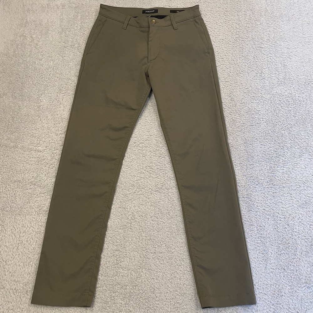 Proof Nomad Slim Fit Pants Mens 28x29 Olive Tapered Chino Casual Trouser